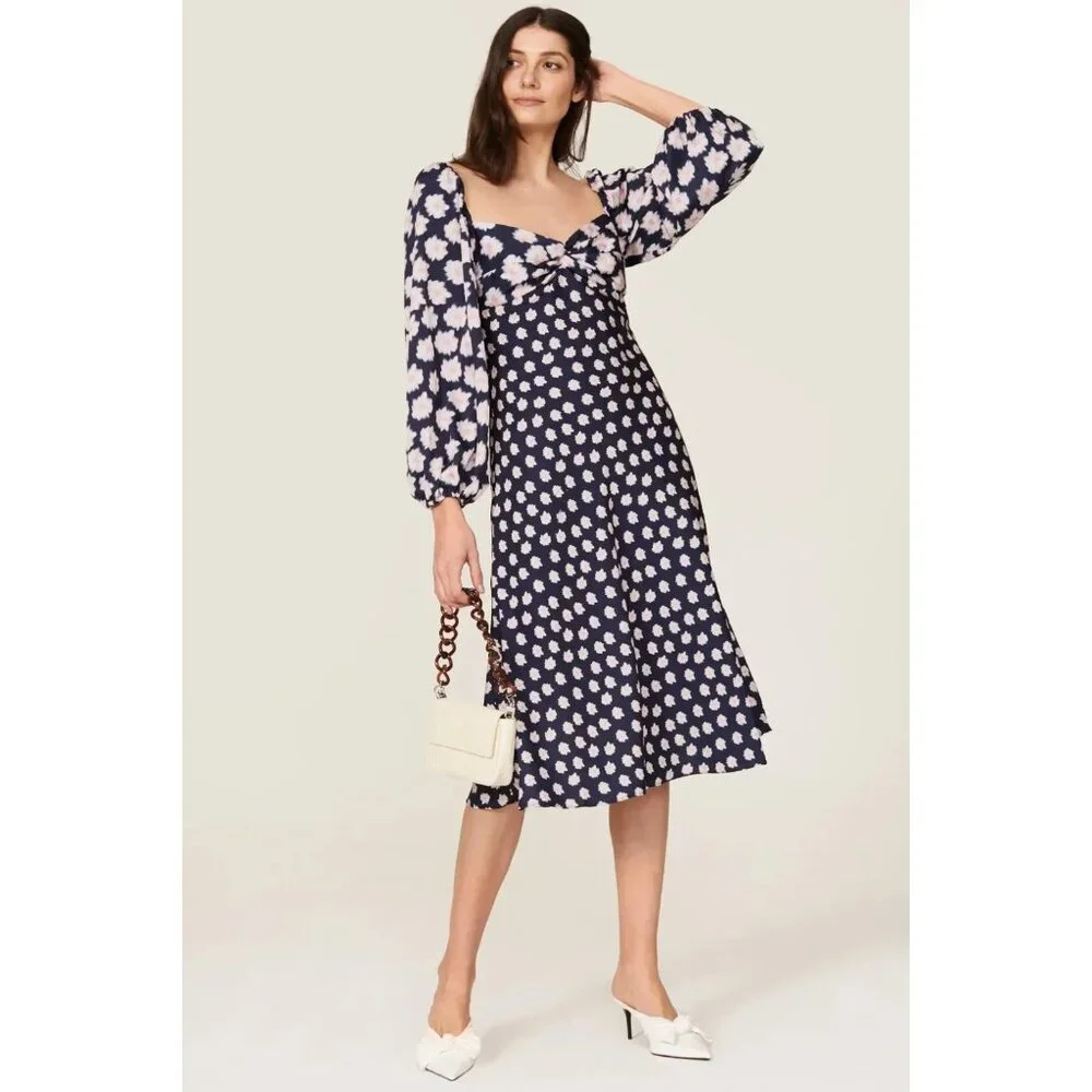 Sachin & Babi Melody Navy Midi Dress Size 4 | Designer Women’s Cocktail Style
